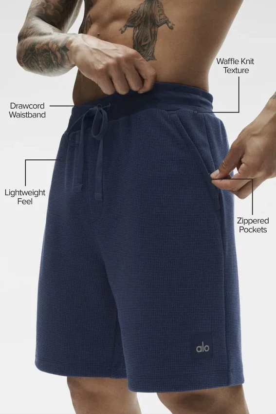 7" Waffle Lounge Korte broek - Navy