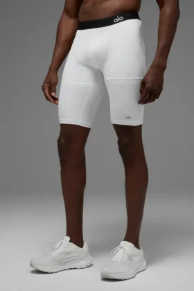 9" Flight-compressiekorte broek - Wit