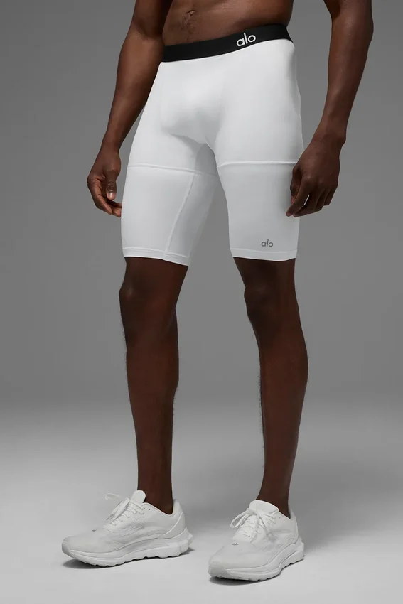 9" Flight-compressiekorte broek - Wit