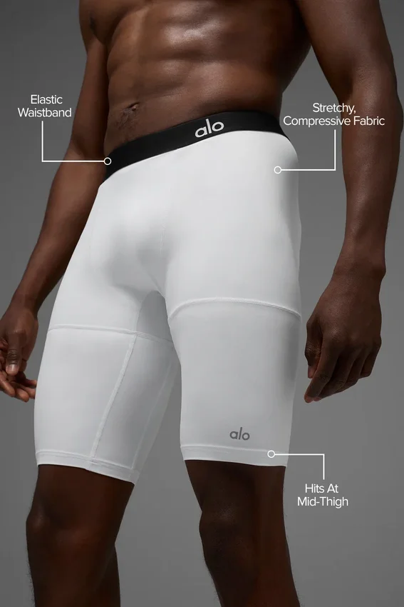 9" Flight-compressiekorte broek - Wit
