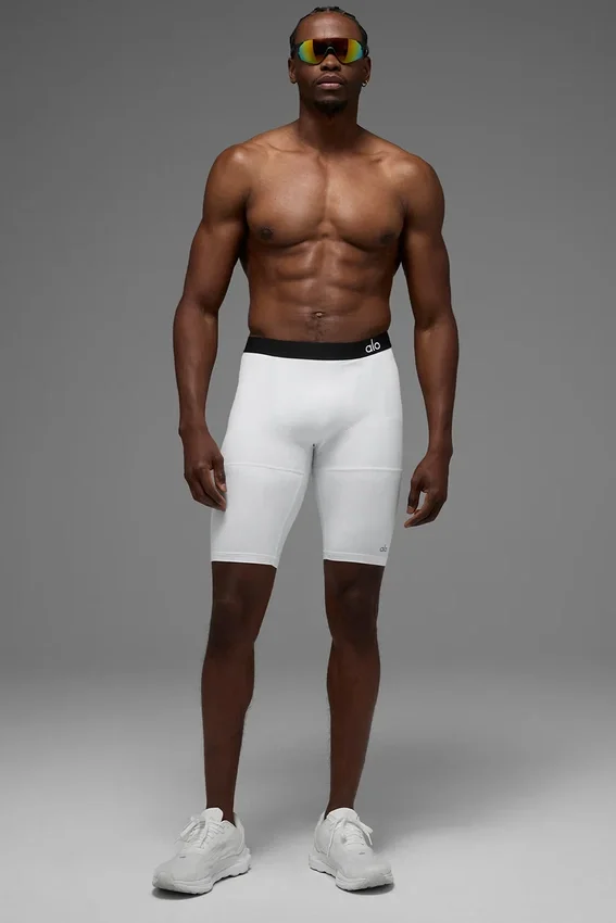 9" Flight-compressiekorte broek - Wit