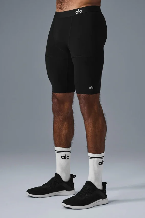9" Flight-compressiekorte broek - Zwart