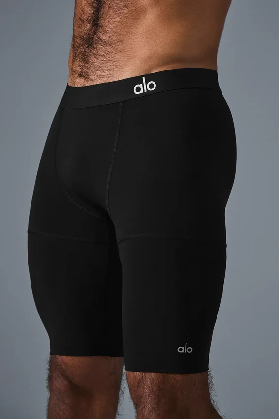 9" Flight-compressiekorte broek - Zwart