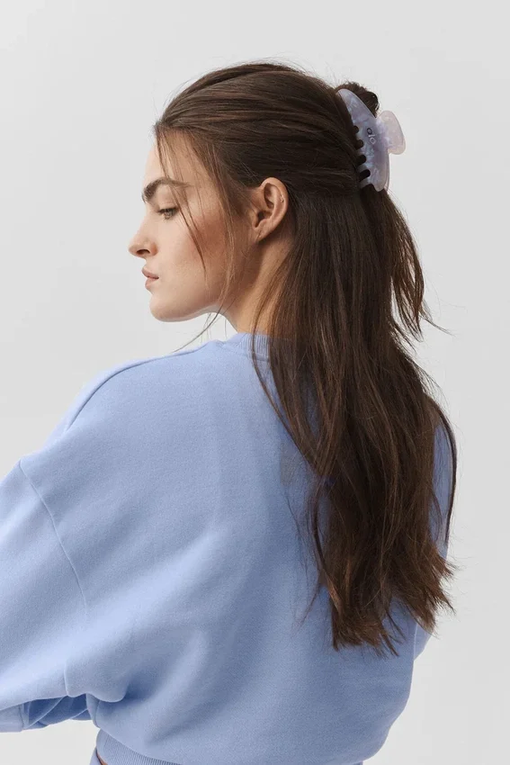 90'S Claw Clip - Licht Provence-blauw marmer
