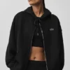 Accolade hoodie met doorlopende rits – Zwart