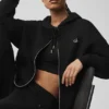 Accolade hoodie met doorlopende rits – Zwart