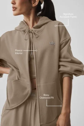 Accolade hoodie met volledige rits – Gravel