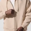 Accolade hoodie met volledige rits - Macadamia