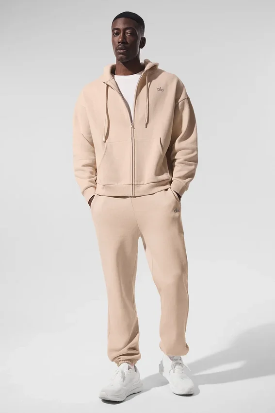 Accolade hoodie met volledige rits - Macadamia