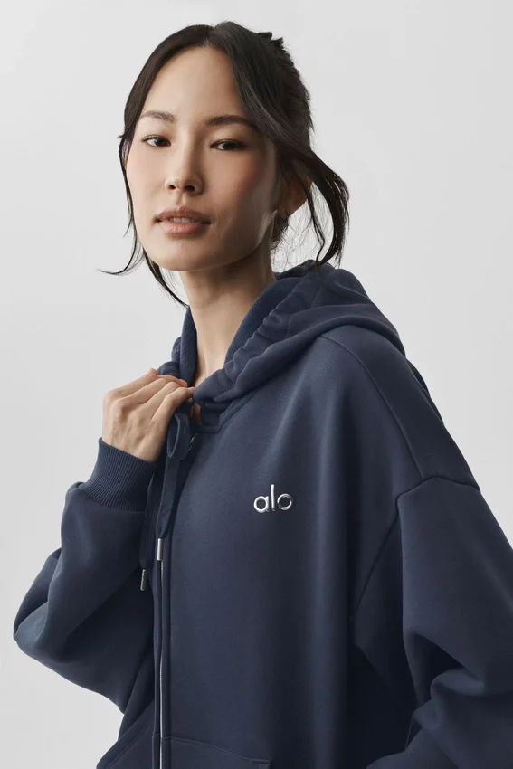 Accolade hoodie met volledige rits - Navy