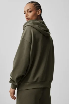 Accolade hoodie met volledige rits – Olive Tree