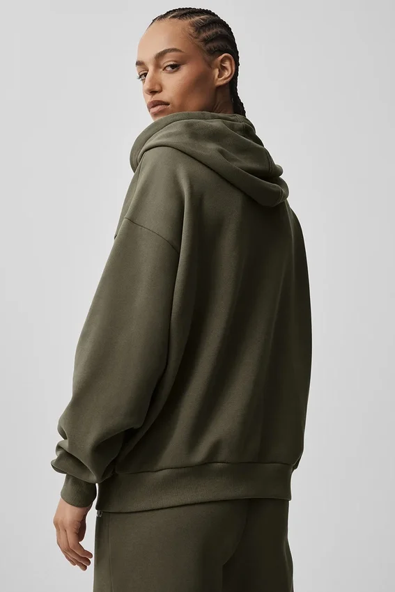 Accolade hoodie met volledige rits - Olive Tree