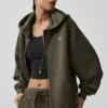 Accolade hoodie met volledige rits - Olive Tree