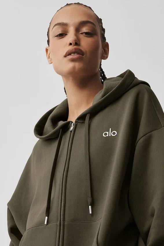 Accolade hoodie met volledige rits - Olive Tree