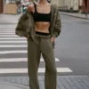 Accolade joggingbroek met rechte pijpen - Olive Tree