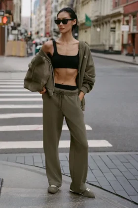 Accolade joggingbroek met rechte pijpen - Olive Tree