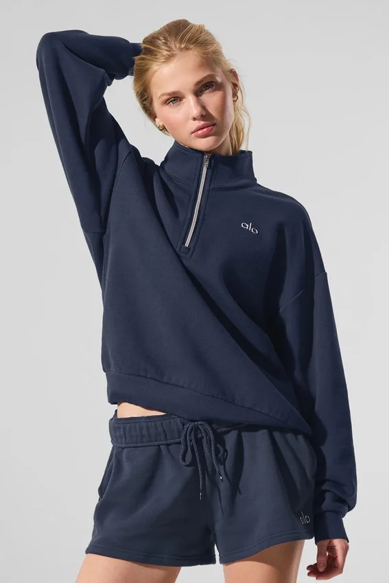 Accolade-trui met 1/4 rits - Marineblauw