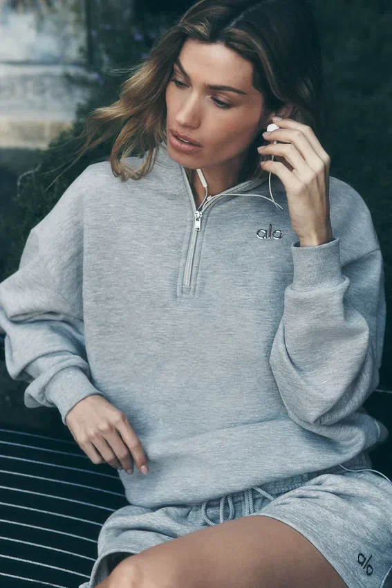 Accolade-trui met 1/4-ritssluiting - Athletic Heather Grey