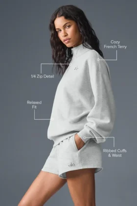 Accolade-trui met 1/4-ritssluiting – Athletic Heather Grey