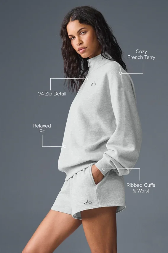 Accolade-trui met 1/4-ritssluiting - Athletic Heather Grey