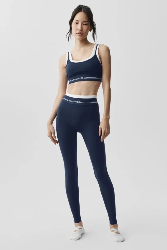 High-Waist Airbrush 7/8-legging uit de Better Together-collectie - Navy/White