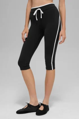 Airbrush Capri met High-Waist en race-pas - Zwart/Wit