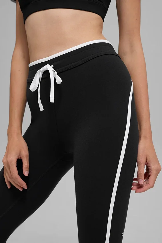 Airbrush Capri met High-Waist en race-pas - Zwart/Wit