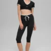 Airbrush Capri met High-Waist en race-pas - Zwart/Wit
