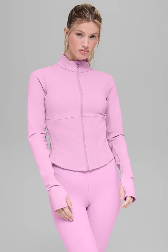Airbrush-corsetjas met doorlopende rits – Candy Heart Pink