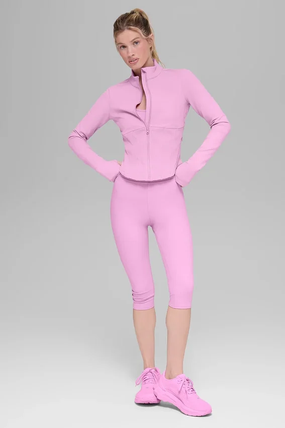Airbrush-corsetjas met doorlopende rits – Candy Heart Pink