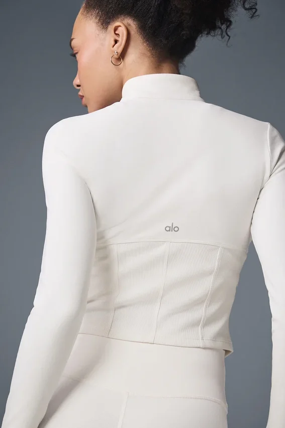 Airbrush-corsetjas met doorlopende rits – ivoor