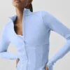Airbrush-corsetjas met doorlopende rits – Licht Provence-blauw