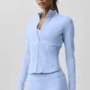 Airbrush-corsetjas met doorlopende rits – Licht Provence-blauw