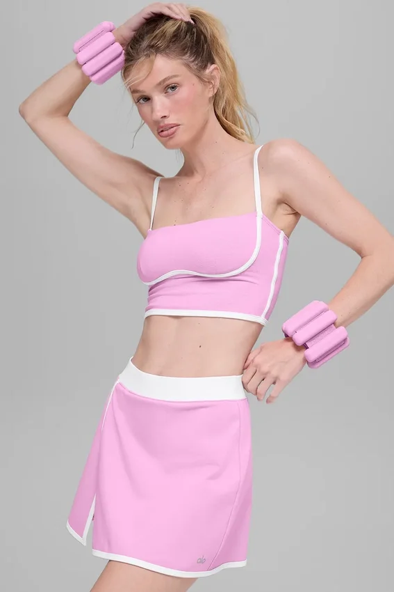 Airbrush gestroomlijnde bh-tanktop - Candy Heart Pink/White