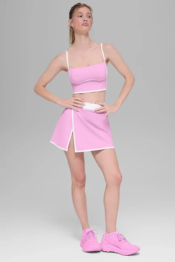 Airbrush gestroomlijnde bh-tanktop - Candy Heart Pink/White