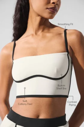 Airbrush gestroomlijnde bh-tanktop – ivoor/zwart