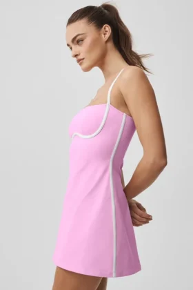 Airbrush gestroomlijnde jurk – Candy Heart-roze/wit