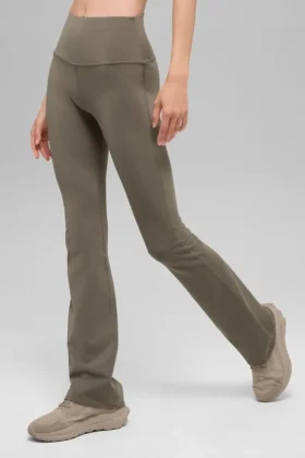 Airbrush Legging met hoge taille en bootcut-pasvorm - Licht cacao