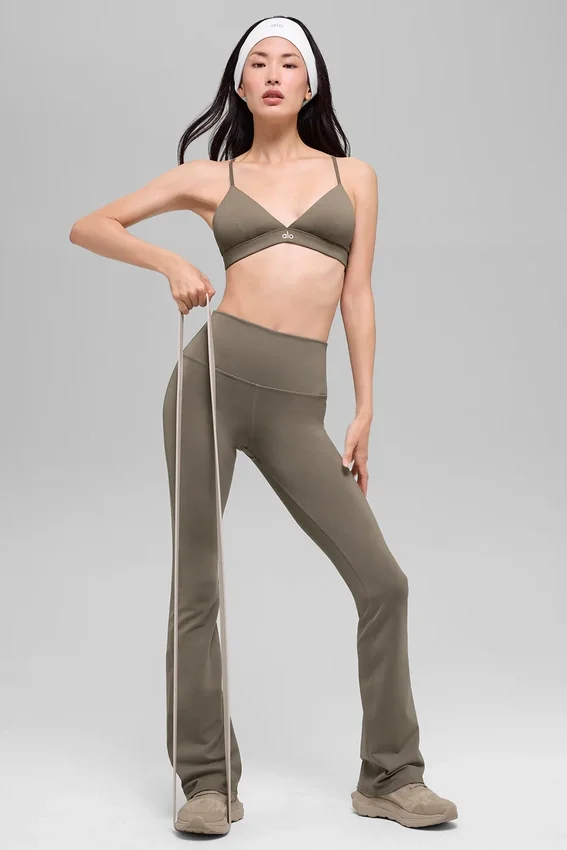 Airbrush Legging met hoge taille en bootcut-pasvorm - Licht cacao