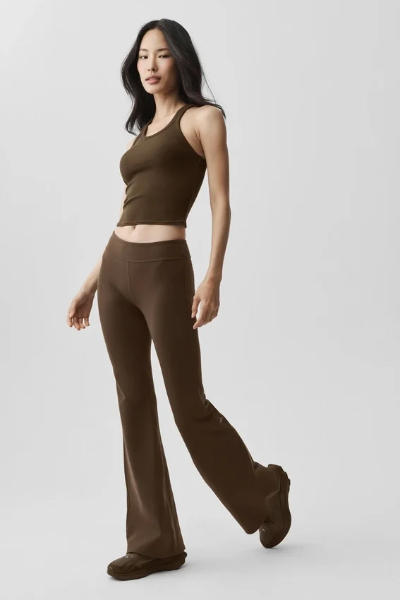 Airbrush Legging met lage taille en bootcut-pasvorm - Espresso