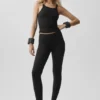 Airbrush-legging met middelhoge taille - Zwart