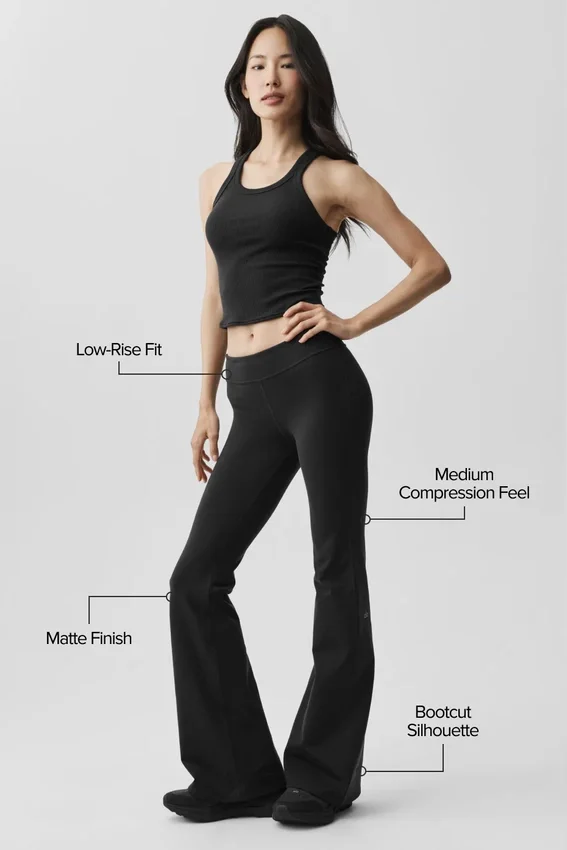 Airbrush Low-Rise Bootcut-Legging - Zwart