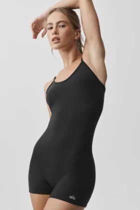 Airbrush One and Done korte onesie - Zwart