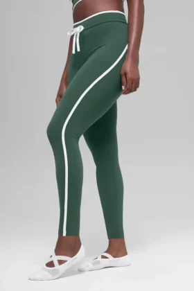 Airbrush Race Pace 7/8-legging met hoge taille – Clover Green/White