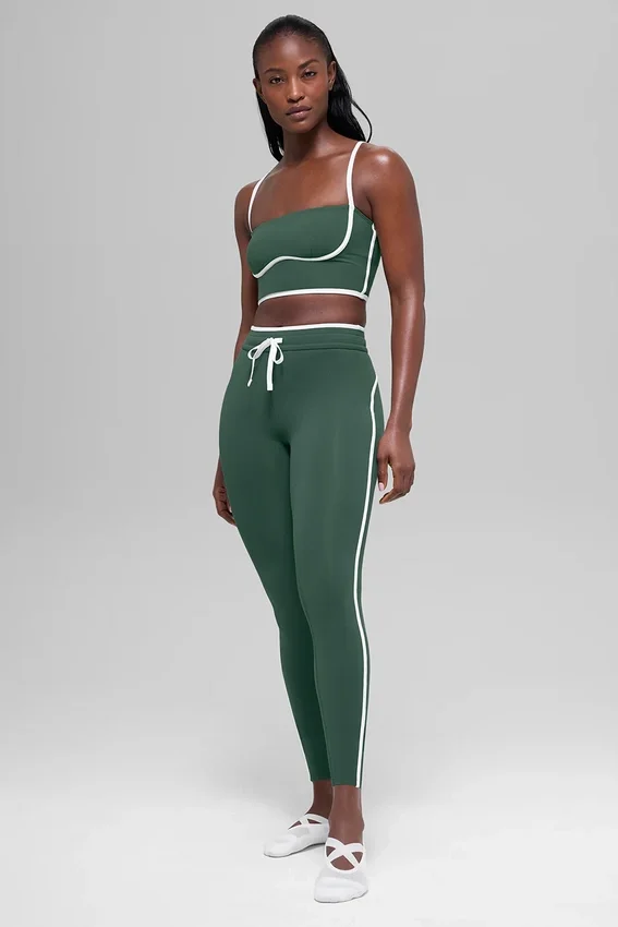 Airbrush Race Pace 7/8-legging met hoge taille – Clover Green/White