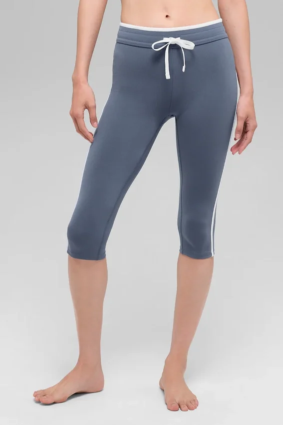 Airbrush Race Pace Capri met High-Waist – Bluestone/Wit