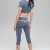 Airbrush Race Pace Capri met High-Waist – Bluestone/Wit
