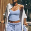 Airbrush Refined Bra Top - Licht Provence-blauw/wit