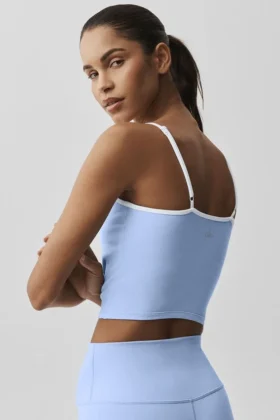 Airbrush Refined Bra Top – Licht Provence-blauw/wit