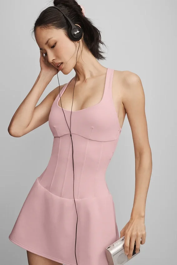 Airbrush Sparks Fly-corset-tennisjurk – Vintage Pink